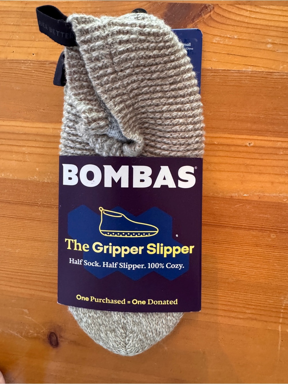 Bombas The Gripper Slipper Half-Sock in Oatmeal Heather